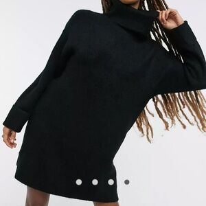 TopShop Funnel Neck Sweater Dress Black 12